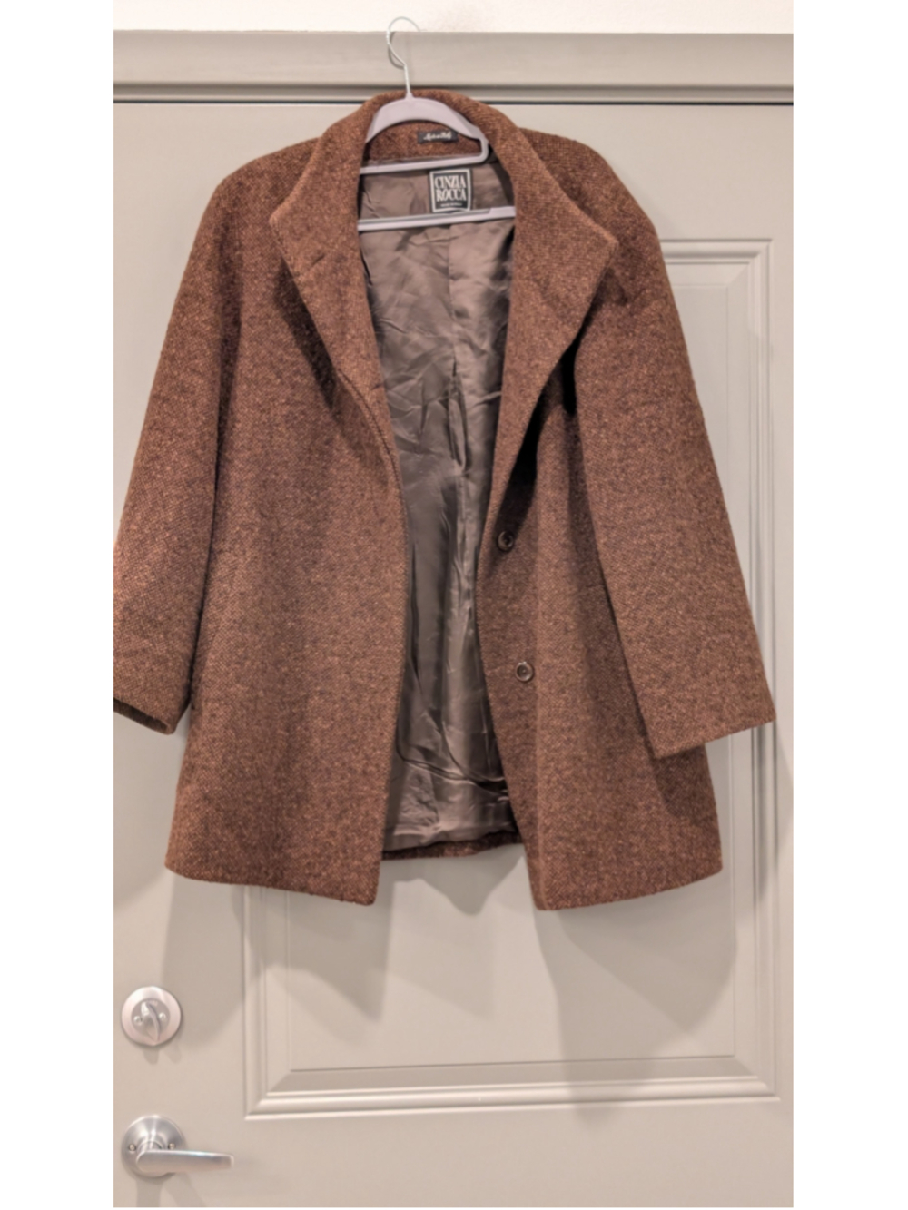 Vintage Cinzia Rocca Loro Piana Wool Angora Coat Brown Italy Sz 6